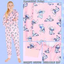 Disney Stitch Fleece Onesie Hooded Toddlers 2-14 Years PJ Loungewear Gift - Multicolor - View 5