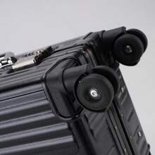 20/24 Inch Rivet Asymmetrical Frame Luggage With Trolley And Wheels, High-End Business Travel Suitcase With Hook, Large Capacity For Short/Long Trips, Suitable For Men And Women Graduation Bag For School School Accessories School Stuff - Black - View 6