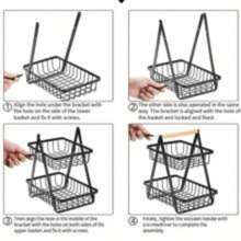 3 Tiers Storage Rack Multi-Purpose Fruit And Vegetable Basket Countertop Storage Shelf For Bathroom Home And Kitchen Organizer Detachable Double/Three-Layer Fruit And Vegetable Basket With Wooden Handle - Multicolor - View 11