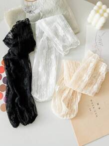 1/2/3 Pairs White Lace Socks For Women, Suitable For Mary Jane Shoes, Mid-Calf Socks With Mesh Lace Trim, Summer Knee-High Socks, Thin For Summer, Ladies Socks, Cute Socks, Girls Socks, Suitable For Spring, Autumn And Winter, Mesh Breathable Details, Moisture-Wicking, Soft And Smooth, Suitable For Various Occasions Like Festivals, Sports, Casual, Business, Can Be Worn Year-Round