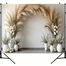 1 banner din pânză de fundal cu pene, material textil din poliester, dimensiuni multiple, potrivit pentru decorarea petrecerii de ziua de naștere, decorarea interioară și exterioară, fundal foto pentru cabină foto, decorarea nunții, aniversare, față de masă, perdea,