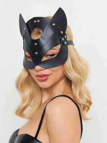 1PC Women Men Leather Mask Halloween Decor Mask Gothic Punk Holiday Party Accessories Cosplay - Red - View 1