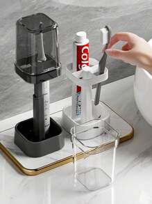 情侣牙刷收纳架 简约牙刷架 带漱口杯 防尘牙刷牙膏架套装 浴室台面收纳架 可拆卸易清洁沥水盘 非常适合存放牙刷 适用于家庭、宿舍、学校 浴室配件 浴室工具 - 彩色 - 查看 5