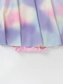 Balabala Girls' High-Stretch One-Piece Swimsuit, UV Protection & Printed - Purple - View 5