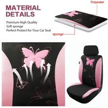 Butterfly Cloth Breathable Universal Car Seat Cover Full Set For 5 Seat Front Rear Cover Fit For Cars Trucks SUVs Washable - Hồng - Xem 5