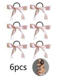 6件套多功能发圈发绳发饰，适用于马尾辫、编发等，简约优雅的韩式发饰，适合女性和女孩，打造公主风，休闲和正式场合皆宜，可作礼物和摄影道具。马尾辫发圈、发绳、发圈、礼物、发绳、发圈、头饰、橡皮筋 - 粉色 - 查看 13