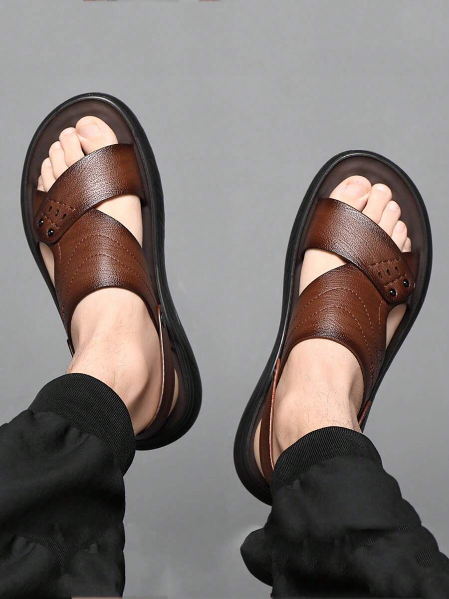 Super Soft Soled Beach Sandals Outdoor Sandals Two Wear Men's Shoes - màu nâu - Xem 1