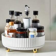 1pc Spice Racks, Rotatable Storage Tray, Salt, Sauce And Vinegar Countertop Storage Rack, Multi-Functional Storage Rack, Kitchen Supplies, 8.7in/2.95in
