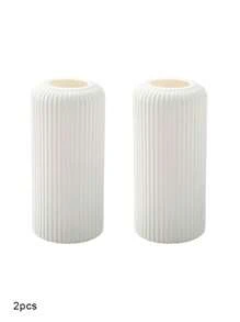 1/2pcs Ceramic Look Plastic Composite Vase, Unbreakable Vase, Height 7.8 Inch Plastic Vase, Simple Tabletop Vase, Dried Flower Vase For Pampas Grass Decoration And Artificial Flower Vase For Home Decor, Bohemian Vase For Wedding Party Table Home Decor