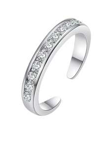 1pc Minimalist Cubic Zirconia Toe Ring, Exquisite Adjustable Open Toe Ring - Foot Ring - View 2