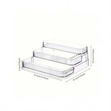 3-Tier Tempered Acrylic Cosmetic Organizer - Vanity Display Shelf With Trapezoid Design For Lipstick/Brushes/Skincare | Multi-Angle Visibility Bathroom Countertop Storage | Dustproof Makeup Display Case - Multicolor - View 2