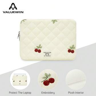 VALUEWIN Cute Cherry Laptop Sleeve Tablet Bag Fit In 9.7-11 13-14 15-16inch Laptop Carrying Case Bag IPad Cute Puffer Laptop Case Tablet Case Laptop Bags For Women Girls/Student Notebook Protective Cover Pouch Bags