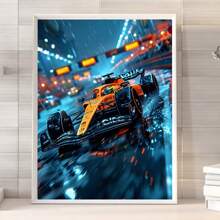 Kit de Pintura de Diamantes 5D - Escena de Pista de Carreras Lluviosa, Sin Marco 30*40cm, Mosaico de Diamantes Acrílicos Redondos Completos Adecuados para Decoración de Pared del Hogar - Multicolor - Ver 5