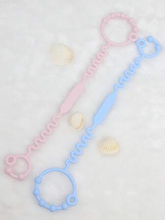 2pcs/Set Sky Series, Adjustable Silicone Baby Stroller Strap, Baby Bottle Tether, Baby Toy Tether, Baby Teether Toy And Sippy Cup Holder, Silicone Material, For Baby Boys And Girls, Suitable For Stroller, High Chair, Car Seat, Etc.