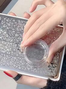 1个美甲印章，超粘透明硅胶美甲印章套装，高弹性耐用果冻印章，适用于家庭美甲沙龙DIY美甲印花板 - 彩色 - 查看 3