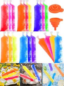 50Pcs-Long Ice Cream Bags For Vegetable/Juice, Puree, Ice Cream, Fruit Ice, Storage Bags That Can Be Sealed At Cold Temperatures, DIY Ice Cream Bags And Food Packaging Bags Gift Bags For Parties Kitchen, Disposable Lollipop Ice Bags  Crushed Ice Ice Bags Self-Sealing Transparent Lollipop Ice Bags