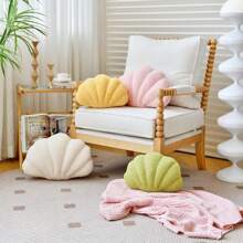 1pc Pink Seashell Throw Pillows, Shell Shaped Throw Pillows, 13 Inch Soft Home Decorative Pillow Plush Cushion For Bed Couch Living Sofa Room Decor Accent Throw Pillow