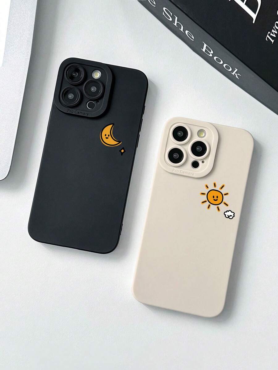 2 件装情侣手机壳，日月图案，黑白配色，兼容 和 Galaxy 手机（兼容 13、15、16 Pro Max、16、14，以及 Galaxy 手机），适合作为生日礼物，送给女朋友、男朋友或自用，防水防震防摔防刮，国际版，非国内版。