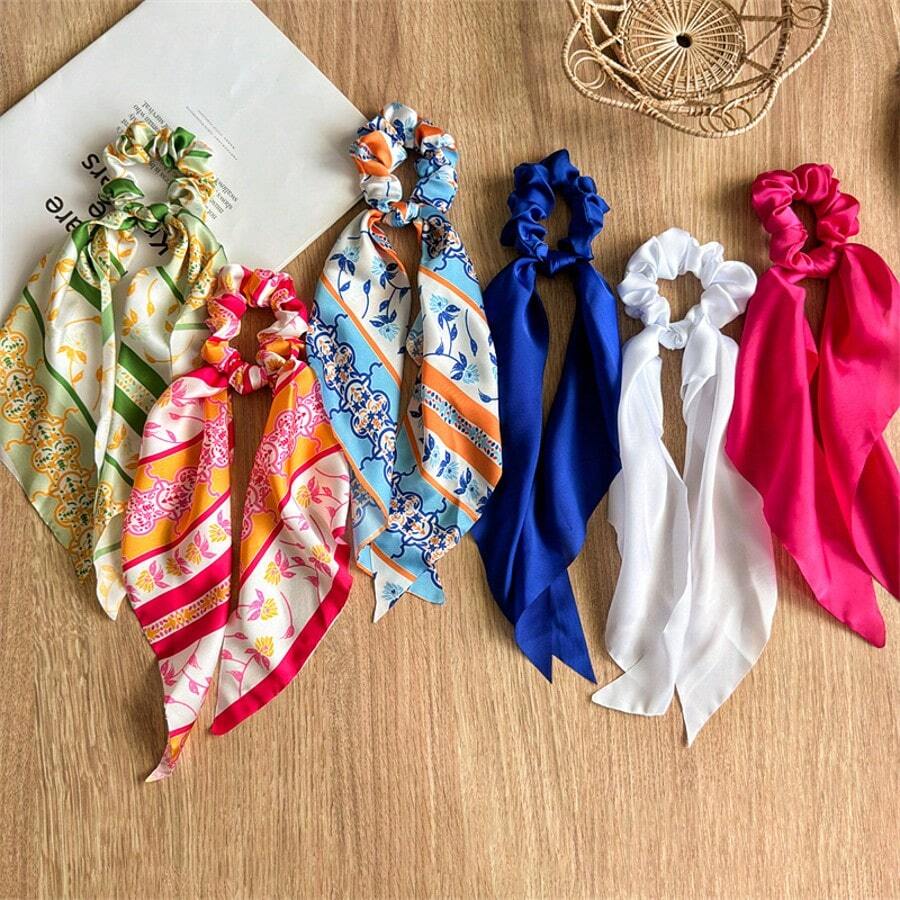 Women's Bow Knot French Simple Hair Tie, Colorful Elegant Style Hair Rope With Long Ribbon, Bohemian,Hair Accessories, Scrunchy Hair Ties Scrunchies