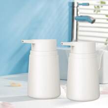 2-Pack Bathroom Lotion Dispenser Bottles - Sleek & Functional Refillable Containers For Shower Or Sink Home Bathroom Decor Summer Back To School - White - View 7