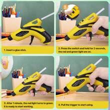 Cordless Hot Glue Gun With 30 Mini Glue Sticks Melt For Arts Craft DIY Kit Set - Yellow - View 8
