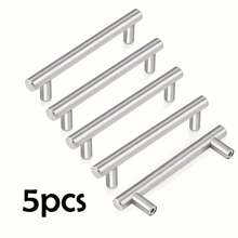 5pcs T-Shaped Handle Kitchen Drawer Door Handle Round Tube Cabinet Door Cabinet Handle