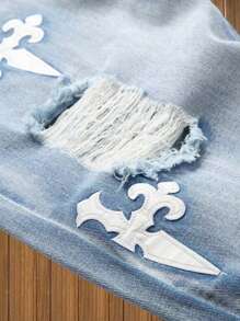 Boys Casual Elastic Waist Distressed Jeans - Medium Wash - View 3