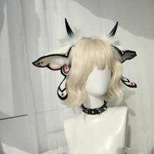 Halloween Demon Fantasy Creature Headpiece With Butterfly Decoration, Plush Moth Hairband Headwear Ear