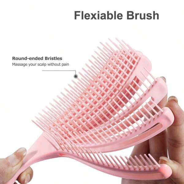 1 Stück Entwirrbürste für lockiges Haar, Haarbürste für nasses, trockenes, dickes und dünnes Haar, einfaches Kämmen von Locken und verminderte Haarbrüchigkeit, Lockenbürste für Frauen und Männer (Lila, Pink, Schwarz), Haarzubehör