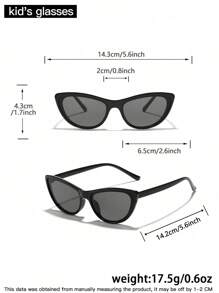 1 件男孩女孩 12-16 岁亚克力休闲复古猫眼春季黑色眼镜适合度假出游、服装搭配