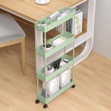 4-Tier Slim Rolling Storage Cart Storage Cart Organizer Rolling Utility Cart, Mobile Shelving Unit Slide Out Storage Shelves For Kitchen Living Room Bathroom Laundry Room & Dressers Outdoor Decor - Green - View 3