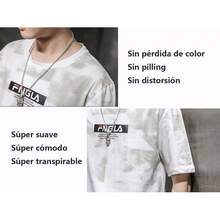 Camiseta de cuello redondo de moda para hombre, camiseta informal ajustada con estampado de moda,Playera Hombre, Slim Fit Tacto Extra Suave - Negro - Ver 5