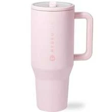 Leak-Proof Insulated Tumbler With Flip Straw & Cup Holder Fit Flasks Lid - 粉紅沙灘 - 查看 1