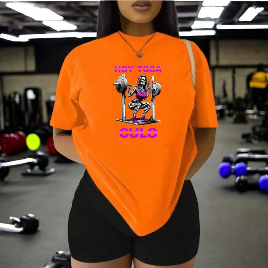 Playera Divertida Para Gimnasio Hoy Toca C*** Playera Para hacer Ejercicio - Naranja - Ver 1