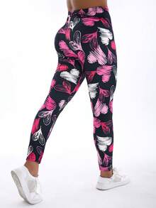 Women's Spring/Summer Casual Leggings With Heart Pattern, Soft & Comfortable, Suitable For Fitness, Exercise, Outdoor Activities, Commute, And Yoga