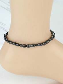 赤铁矿磁性脚链，黑色，配磁性脚链链，磁性石脚链，男女手工珠宝