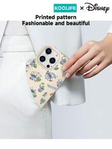 1pc Disney Authorized Stitch Cute Cartoon Painted TPU Shock-Proof Phone Case, Lightweight, Leather-Texture, Fit For IPhone 16/16promax/16pro/16/15/15pro/15plus/14/13/12/11 - White - View 6