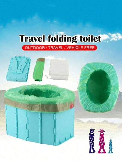 Tragbare faltbare Toilette für Kinder für Notfall-Camping und Wandern, aus Kunststoff ABS, multifunktionale Aufbewahrungsbox Outdoor Notfall Auto Toilette für Erwachsene, empfohlen für Autoreisennutzung. Reiseessentials