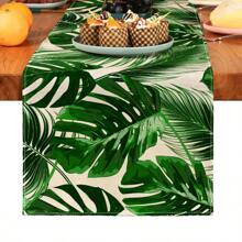 1pc Green Palm Leaf Tropical Print Table Runner, Suitable For Holidays, Parties, Birthdays, Dinners, Kitchen And Dining Room Decor, All Seasons Home And Textile Decoration - Multicolor - View 18