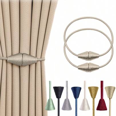 Farfallarossa Magnetiska konformade gardinband (set om 1/2/4/6), elegant vävd design i europeisk stil, enkla gardinhållare, perfekt för hem- och kontorsinredning, kombinerar praktiskhet och estetik.