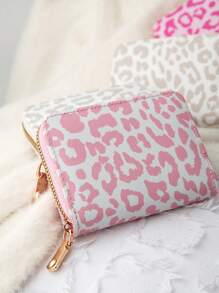 Pink Leopard Single Layer 11 Card Slots Wallet Small Wallet Mini Monederos Coin Purses Organ Bag Ultra-Thin Card Sleeve For Women Wallet Mini Wallet Purse Wallet Card Wallet Wallet - Pink - View 2
