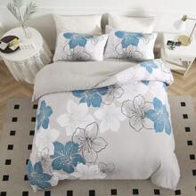 3 Pieces Duvet Cover Set King Purple Floral Pattern Comforter Cover Set Elegant Boho Lily Duvet Cover With 2 Pillow Cases Lightweight Microfiber Bedding Duvet Cover Set For All Season 90"X 104"