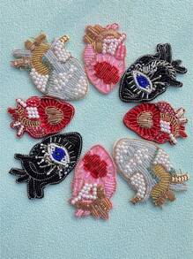 1-4片手工钻石贴片，适用于服装配饰DIY，包括鞋子、帽子、装饰品、缝纫工艺品、家居装饰礼品等，多种颜色可选，手工镶嵌水钻位置略有差异。 - 彩色 - 查看 4