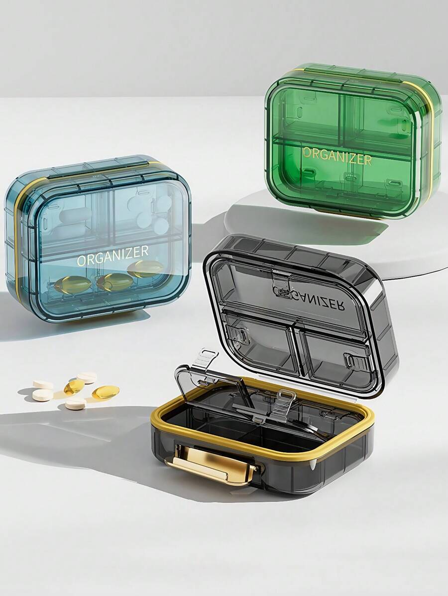 1pc Portable Pill Organizer With 7 Compartments - Lightproof, Moisture-Sealed Medicine Box For Easy Travel & Storage