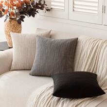 1pc Country Bohemian Minimalist Solid Color Throw Pillow Cover - Grey - View 4