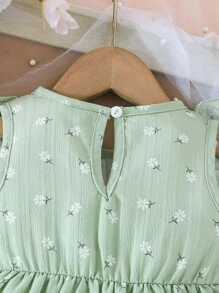 Baby Girls' Multi-Color Daisy Dress, Sleeveless With Big Bow Accent, Sweet Style For Outings