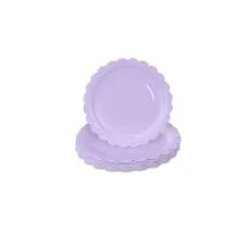 10/20/40入 淡紫色波浪邊紙盤 7英吋與9英吋，純色粉紫色波浪邊一次性盤子，純色波浪扇形邊盤，適用嬰兒洗禮、生日、婚禮派對餐桌用品 - 紫色 - 查看 6