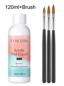 coscelia 30/60/120毫升EMA单体丙烯酸液体，附赠3支丙烯酸美甲刷，大容量丙烯酸美甲系统，适合初学者DIY丙烯酸美甲、法式美甲延长、美甲雕刻沙龙使用（120毫升丙烯酸液体随机发货） - 彩色 - 查看 9