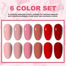 LIMEGIRL Gel Nail Polish Set - 6 Shades Pink Series Gel Nail Polish Set, Pink Red Gel Nail Polish, Suitable For All Seasons, Removable, LED Nail Lamp, Gel Manicure Set, DIY Nail Salon Gift, For Women - Multicolor - View 7
