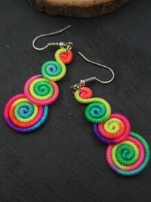 Handmade Colorful Retro Woven Rainbow Earrings, Fashionable Earrings For Women, Elegant Accessories For Home, Casual, Street, Party, Classic Souvenir, Ideal Gift For Valentine's Day, Birthday, Anniversary